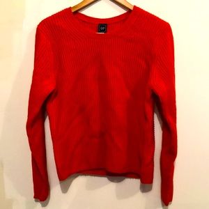 Gap, chunky knit, burnt orange sweater.
